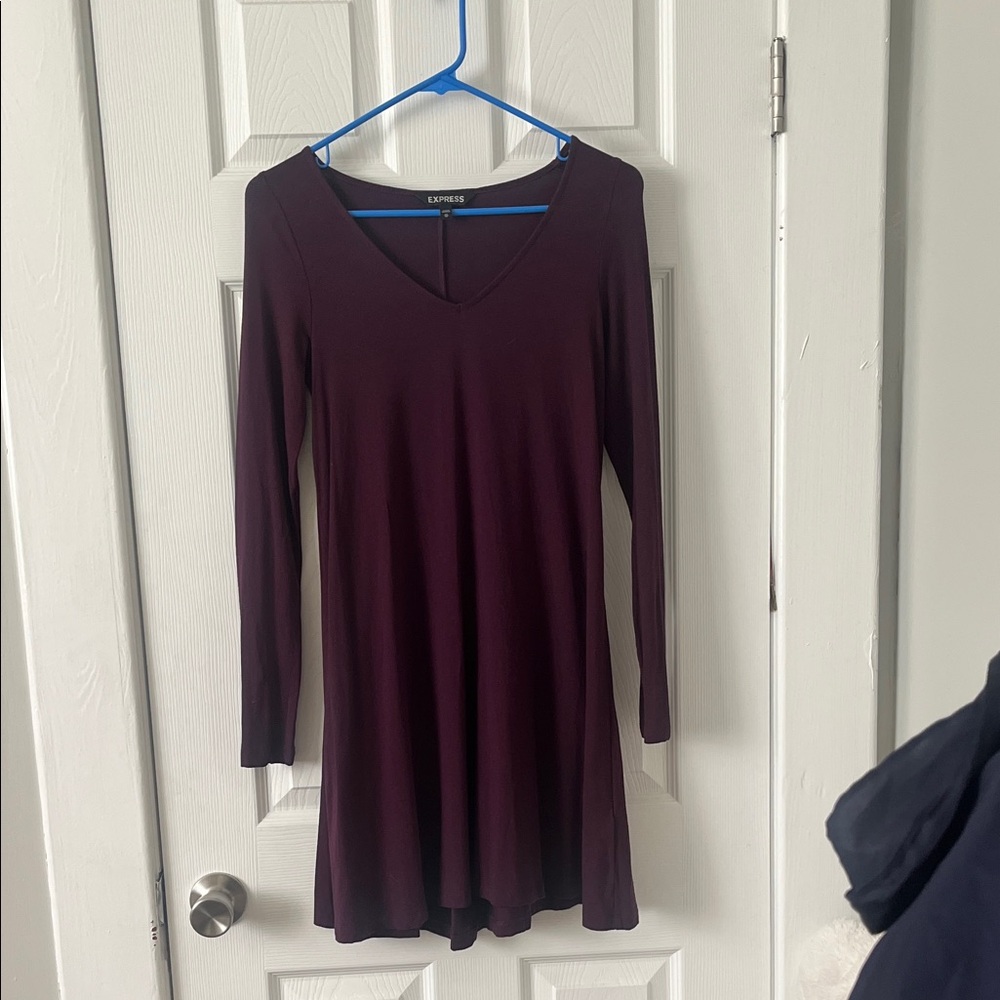 Express Women's Deep Purple Long Sleeve Dress